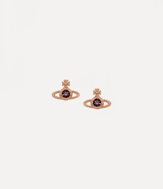 Vivienne Westwood Nano Solitaire Earrings in PINK GOLD/AMETHYST Crystal